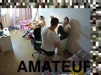amatir, gambarvideo-porno-secara-eksplisit-dan-intens, kamera, pengintipan, bertiga, tersembunyi, realitas