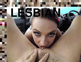 Lesbian car sex with Jasmine Jae & her GF