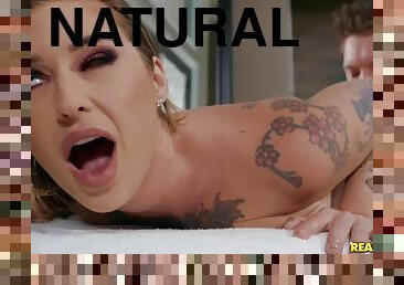 Inked babe Kleio Valentien gets fucked after oil play