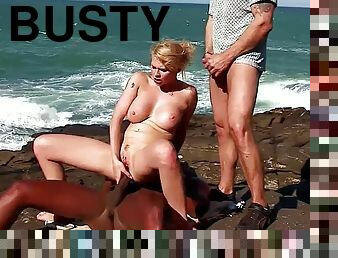 Assfuck On The Rocks! Busty Tits Blond Hair Girl Tourist Butt Shagged By The Locals