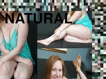 Chubby hot ginger cutie poses in different outfits