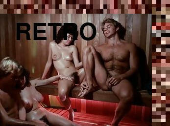 Retro vintage porn with busty hairy pornstars - group sex, hardcore with cum on pussy