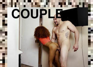 Arousing Interracial Couple Sneak A Dicking