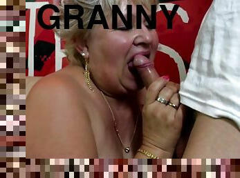 Old granny gets her hairy pussy drilled by young boy