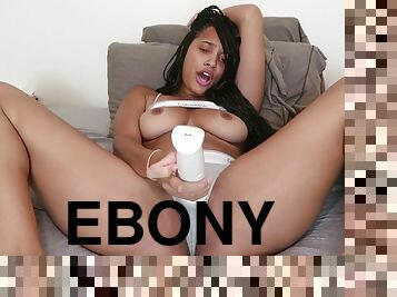 Good Vibrations - Ebony chick solo with vibrator - masturbation