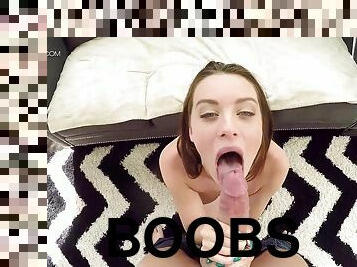 Big-Eyed Naughty Step-Sis Sucks Gigantic Bell-Knobbed Dick