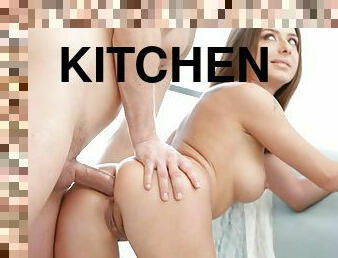 Deep ass fuck with girlfriend on the kitchen counter