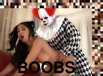 Kinky clown with huge dick fucks latina teen Julia De Lucia