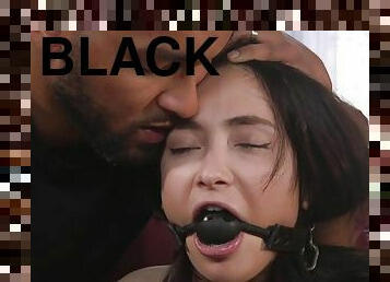 interracial, tegar, bdsm, hitam, hamba, hubungan-sex, sofa, petite, fetish, gagging