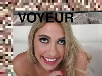 A voyeur with a huge dick is fucking Khloe Kapri in the bathroom