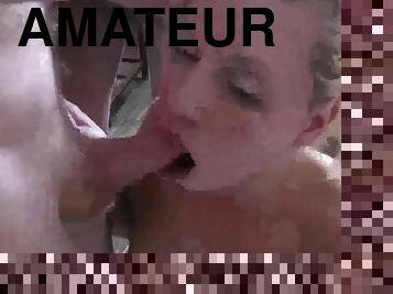 femme, amateur, maison, gangbang, sexe-de-groupe, bukkake, action