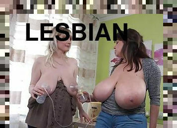 Lesbian euro moms milking monster tits - lactation fetish