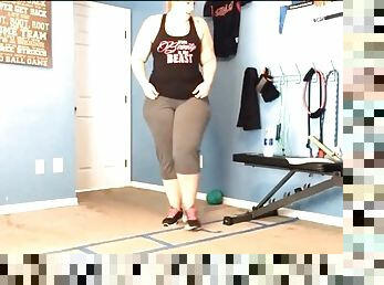 Chubby girl working out to lose weight