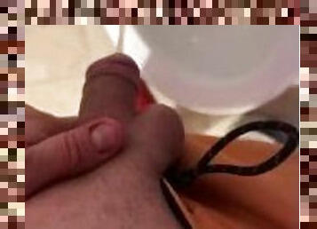 Quick piss with soft dick then slow jerk till hard