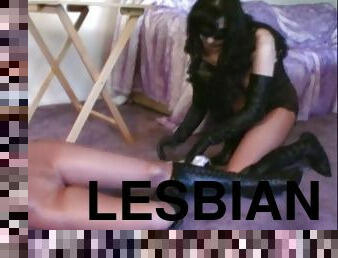 sukkahousut, remmidildo, lesbo-lesbian, bdsm, sidonta