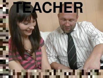 Teacher is getting wet blowjob