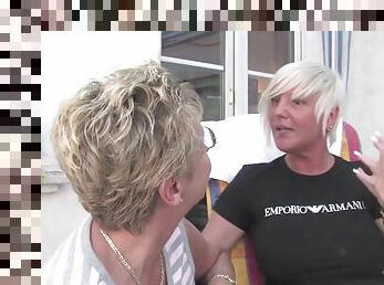 German mature lesbians having an outdoor party