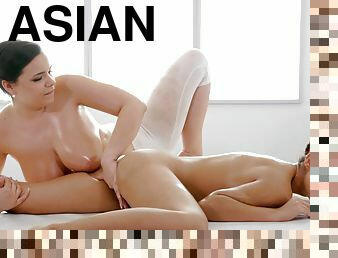 aasialainen, isot-tissit, pillu-pussy, lesbo-lesbian, hieronta, suuteleminen, eurooppalainen, euro, luonnollinen, söpö