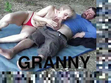 86 years old granny rough outdoor banged
