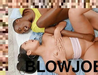Interracial bisexual hotties enjoy one white dick in bed