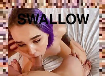 Hot Girlfriend Deep Sucking Big Cock After College - Swallow