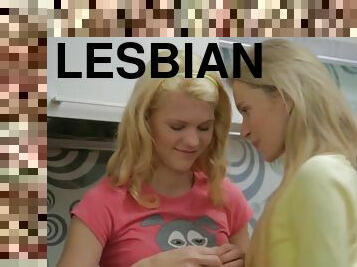 Blonde lesbian teen licks then fingers Czech best friend