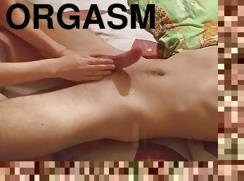 Ruined orgasm spunk twice after toy play
