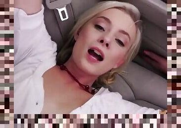 Skinny Maddy Rose hitchhiking and having sex in the backseat