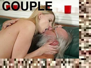 Old bearded bastard fucks 21 year old slut cowgirl after kissing