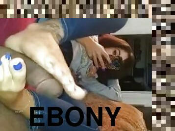 Ebony tatoo feet footjob
