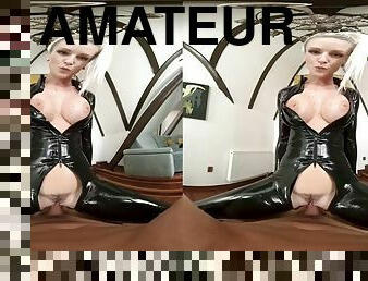 Leather lover fucking in virtual reality