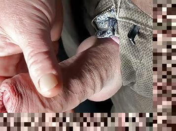 Huge uncut mushroom cock cumming and moaning