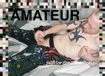 amatör, gigantisk-kuk, gay, ensam, tatuering, kuk