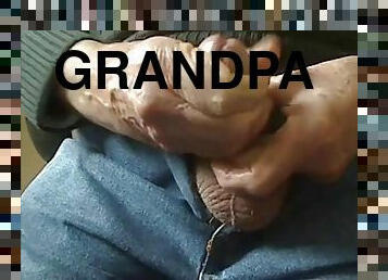 pai, masturbação, amador, ejaculação, avô-grandpa