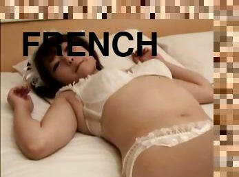 He gets naked with the French maid and rubs her
