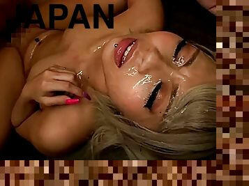 asiatique, ejaculation-sur-le-corps, japonais, bukkake