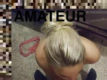 Blonde gf on her knees