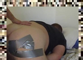 Mistress POV 11 - Duct taped anal. Giant clear strapon