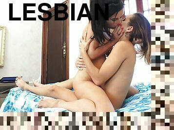 lésbicas, latina, brasil, beijando, morena