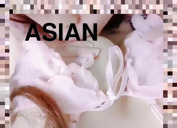 asiático, teta-grande, babes, lésbicas, rabo