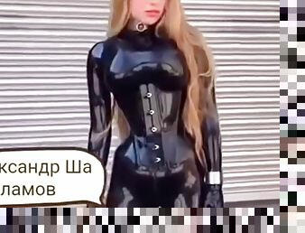 Women wear latex for the first time