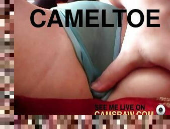 Jamie linn shows her huge cameltoe to the camera while rubbing it joyfully