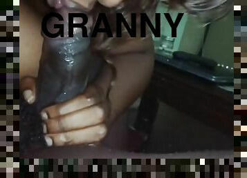 Granny making oral love to a mouthful of dick