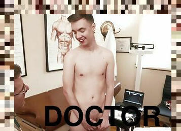 Petite twink anally fingered during ultrasound by his doctor