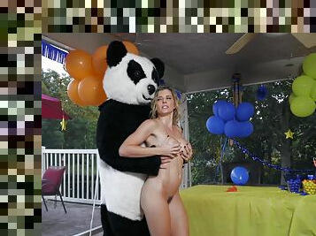 Strong Panda bear fucks this MILF in merciless ways