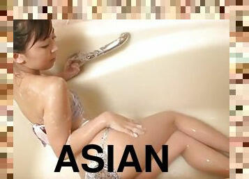 asiático, bañando, japonés, bragas, lencería, ducha, húmedo