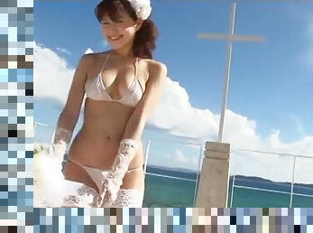 White lace lingerie on a breathtaking Japanese bride