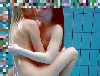 Two hot lesbians in the pool