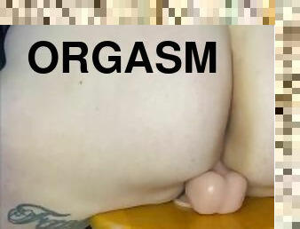 BBW rides dildo to orgasm