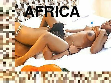 African Lesbians - Ebony StepTwins Feel The Other's Pussy As Their Own